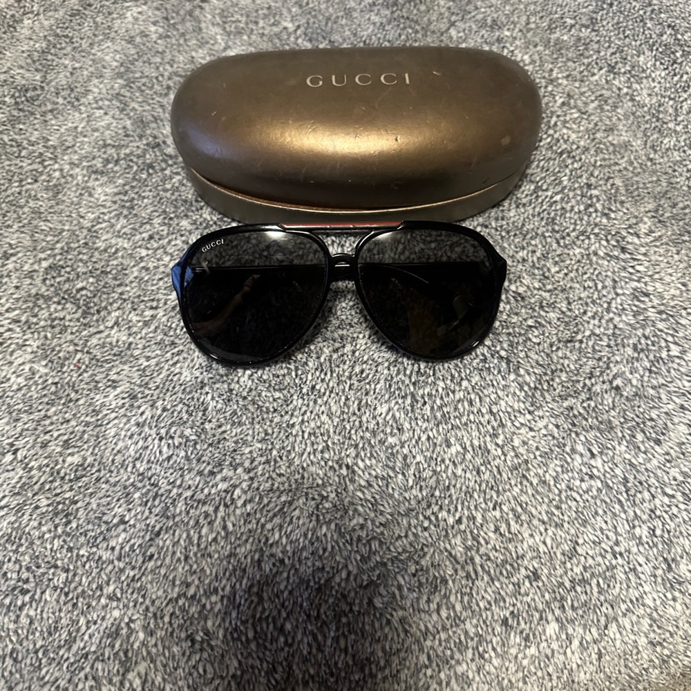 Gucci Black Sunglasses with Gold Case